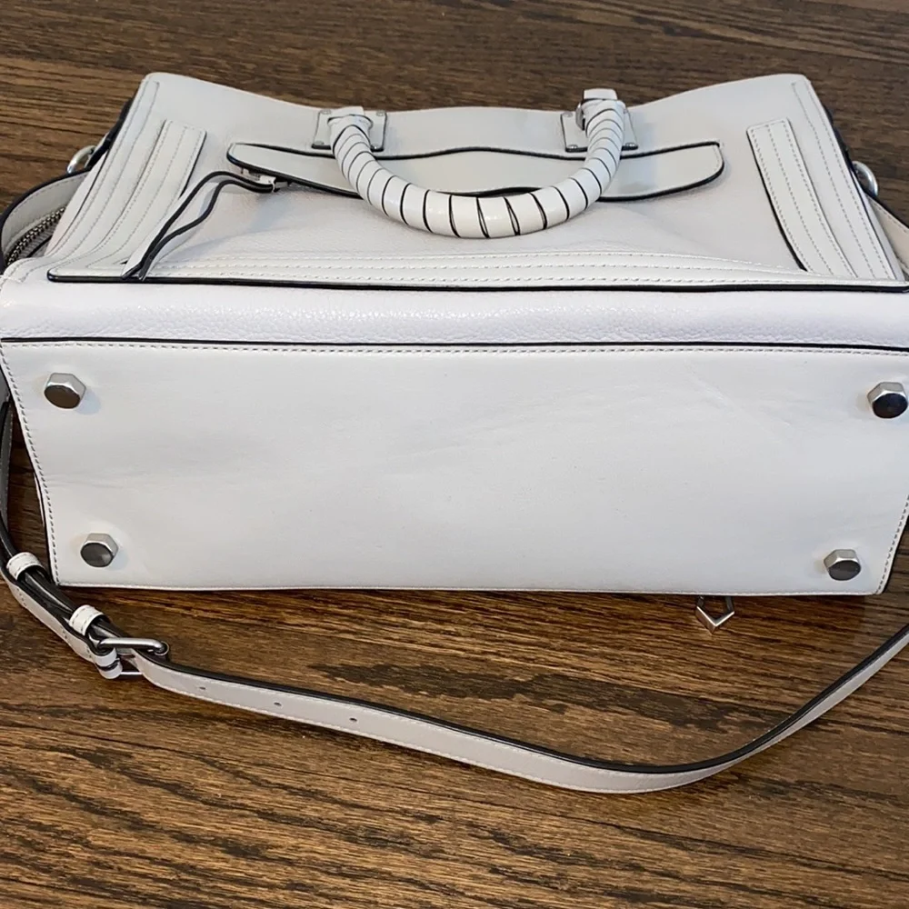 Rebecca Minkoff Bree Large Top Zip Leather Satchel In Putty